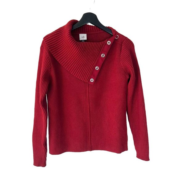 CAbi Red Pushover Turtleneck Long Sleeve Ribbed Sweater XS - Picture 1 of 7